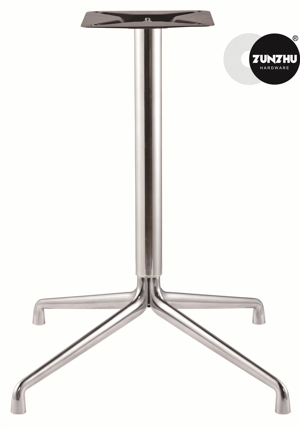 Polished Aluminum Base 4 Prongs Stainless Steel Chrome Folding Table Base